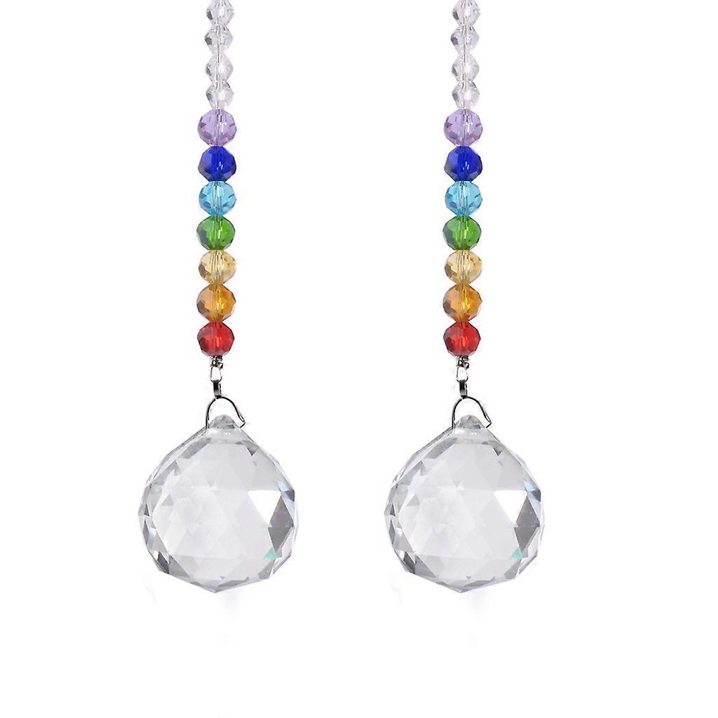 Cristal prisme boule chakra couleurs rondelle perles brin design arc-en-ciel Suncatcher 30mm
