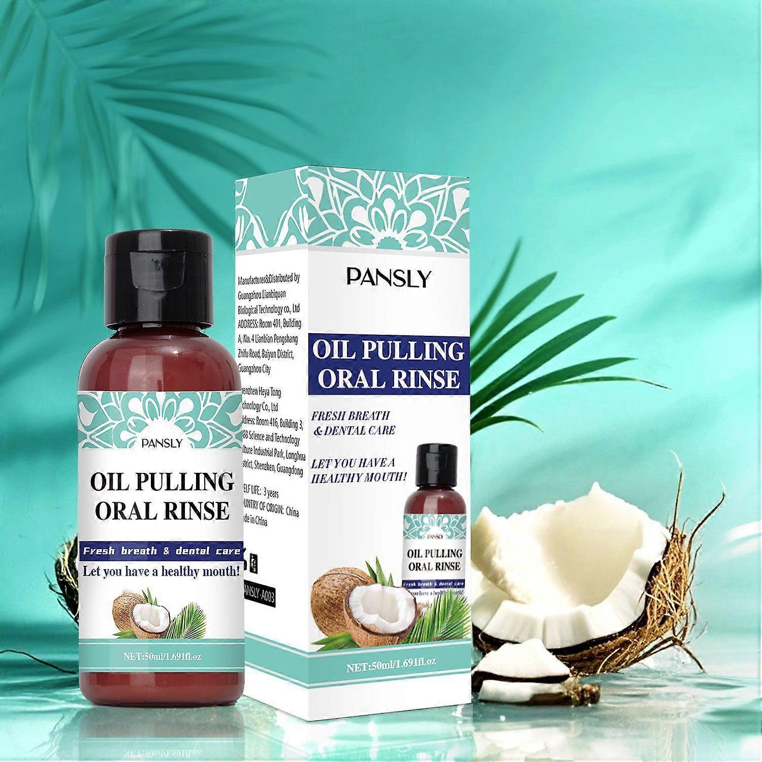 Óleo de coco para hálito fresco e higiene bucal | Contribui para Gengivas Saudáveis | Enxaguatório bucal com óleo natural para clareamento dos dentes 50ml