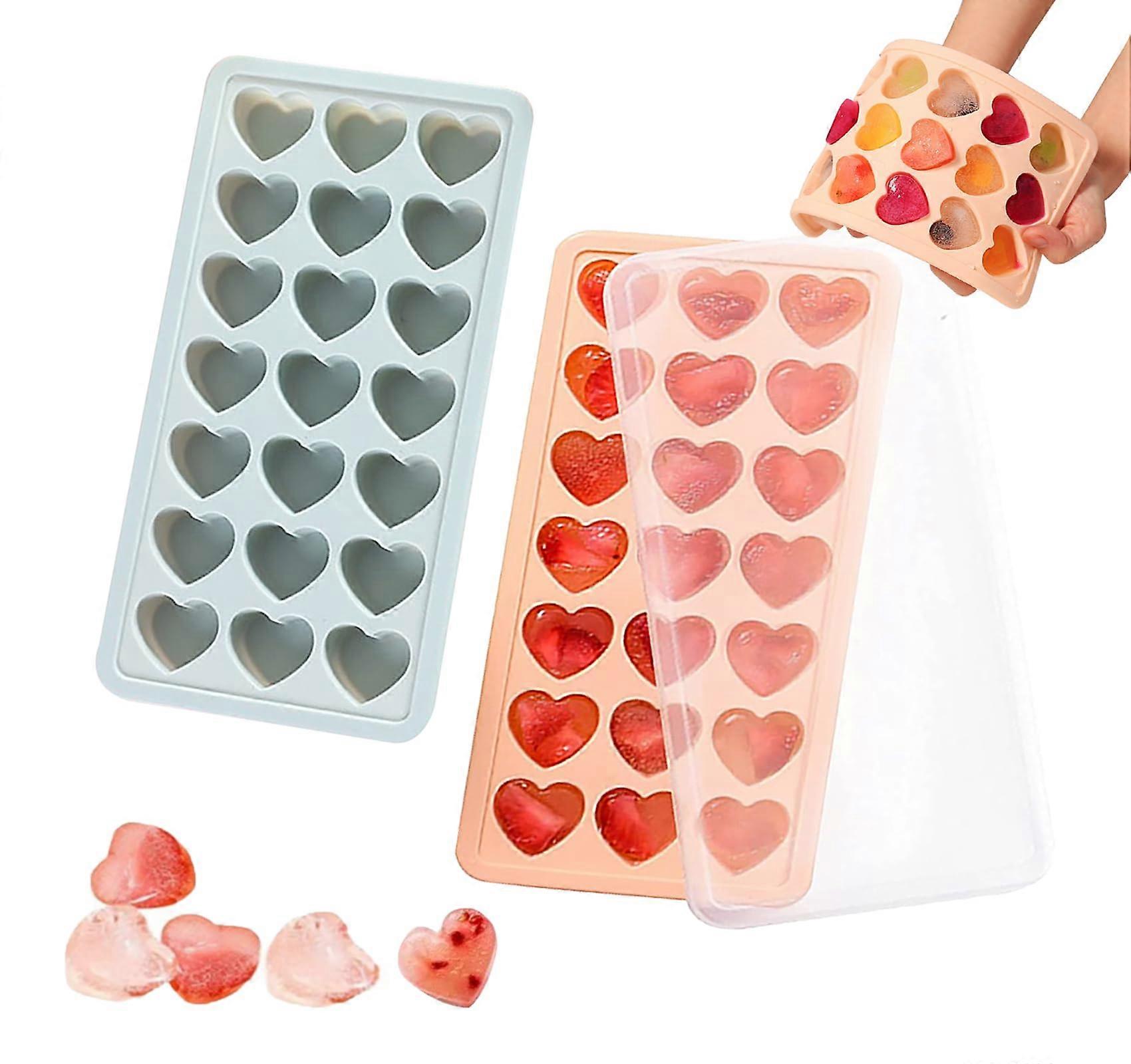 Heart-shaped ice cube trays 42 holes silicone mold with lid bpa free dishwasher safe easy to remove