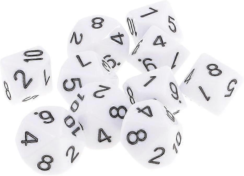 10pcs 10 Sided D10 Polyhedral For And Playing Games Gift White