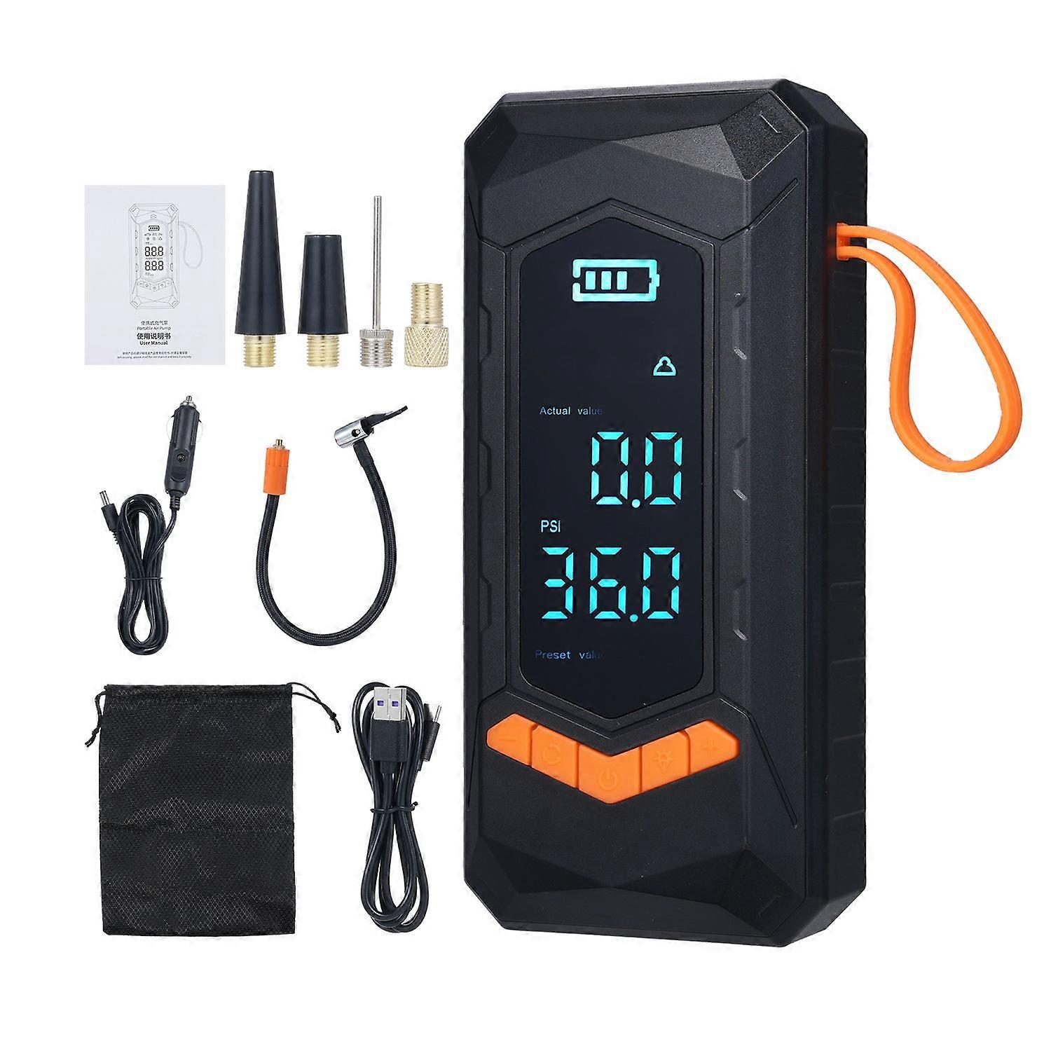Tire Inflator Portable Air Compressor PSI KPA BAR KG/cm² Preset Tire Pressure Power Bank 4 Inflation