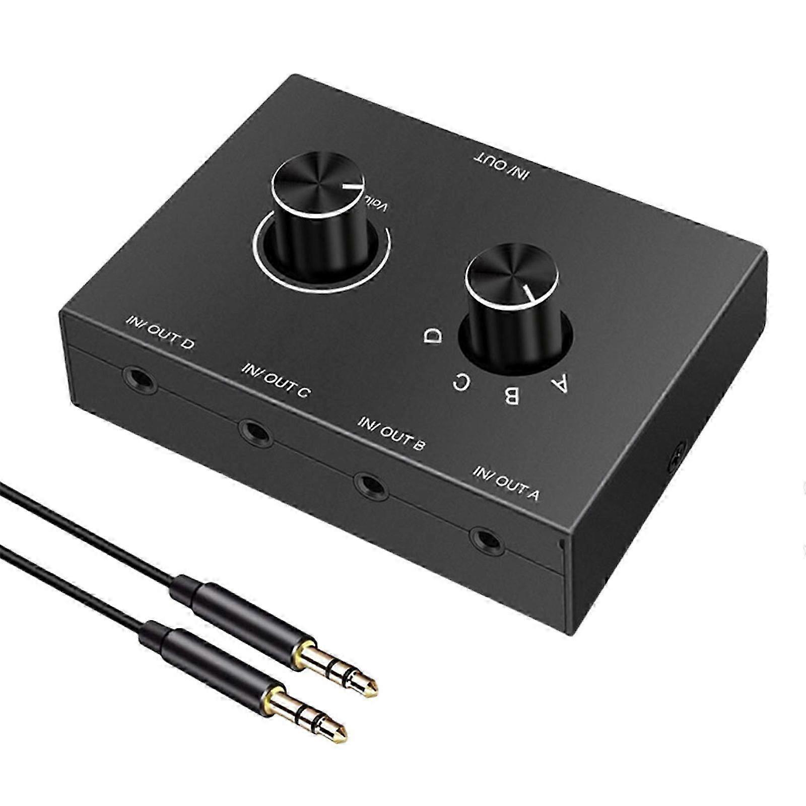 3.5mm Audio Switcher Switch Stereo Headphone Speaker Splitter Selector Box