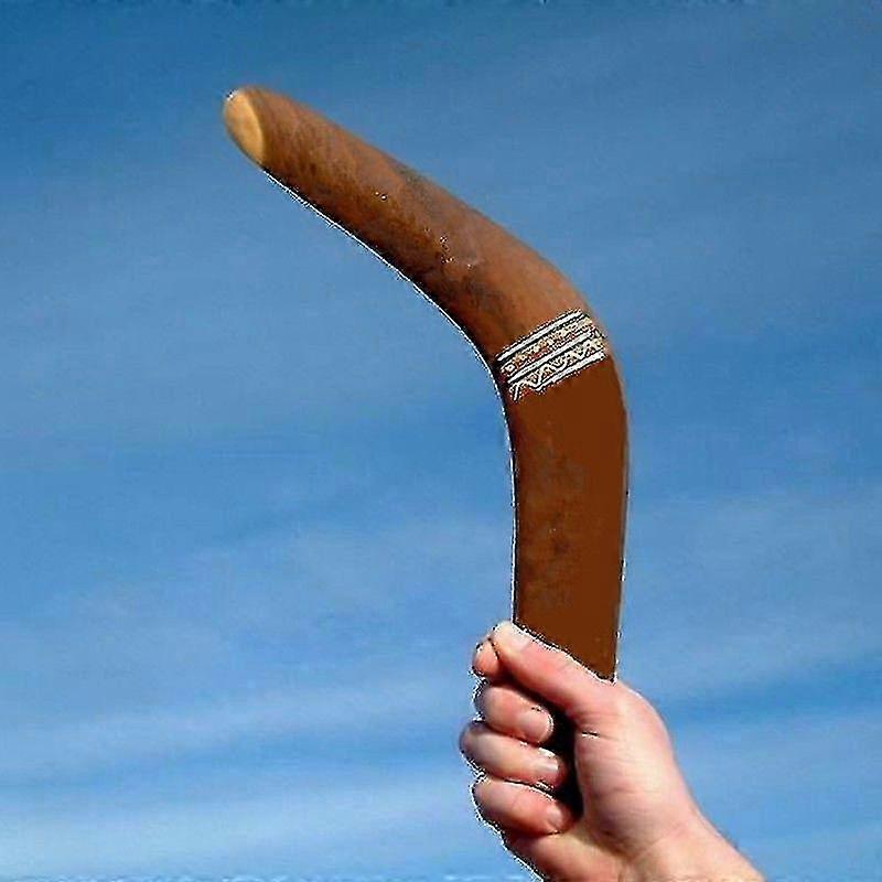 Wooden V-Shaped Boomerang with Kangaroo Pattern Ideal for Outdoor Throw & Catch Games