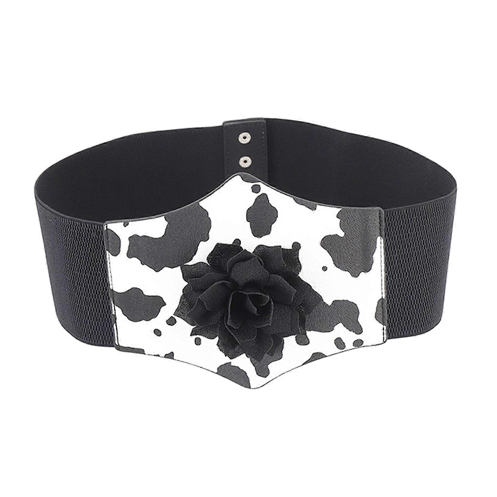 Femmes Ceinture Extensible Taille Élégant Snap Buckle Corset Corde Élastique Universel Corde Décorative Femmes Corset avec 3D Fleur vache laitière XL