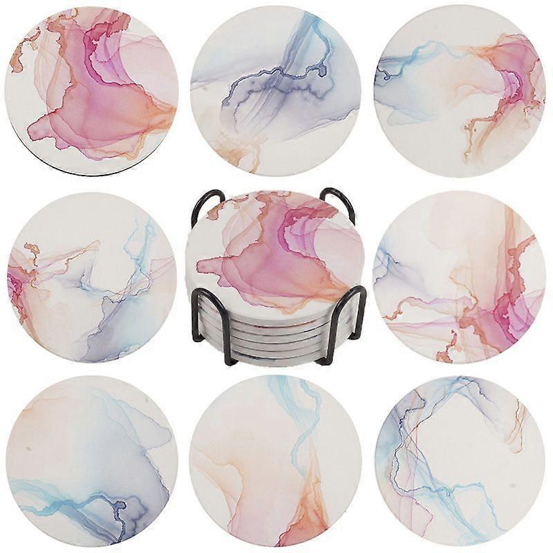 Ink Pattern Ceramic Coaster, Absorbent, Heat-Resistant And Non-slip Coaster