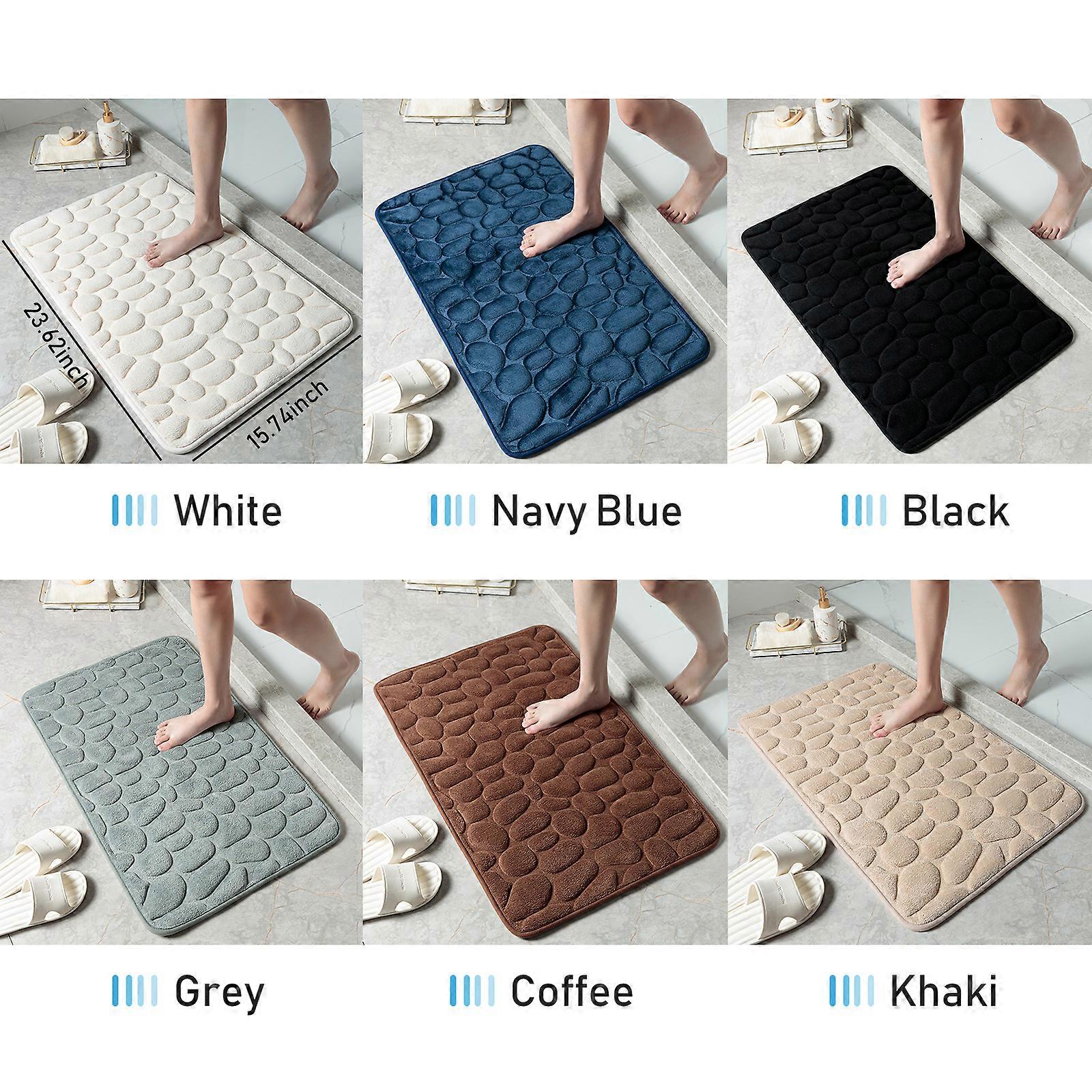 Cobblestone Embossed Memory Foam Bath Mat 16x24 Inch Soft Rug