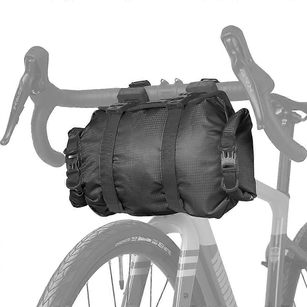Bicycle Handlebar Bag 12L Capacity Front Tube Roll Bag With Shoulder Strap For Mountain Road Bikes Black