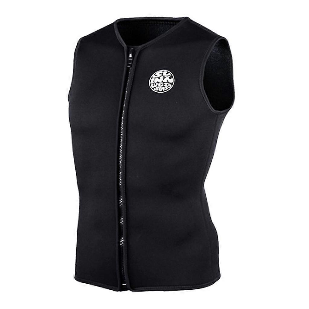 3 MM Neopren Wetsuit Yelek Ceket Kolsuz Tam Fermuar Güneş Koruyucu Sıcak Wetsuits Üst Erkek Soğuk Su Dalışı Surfi M