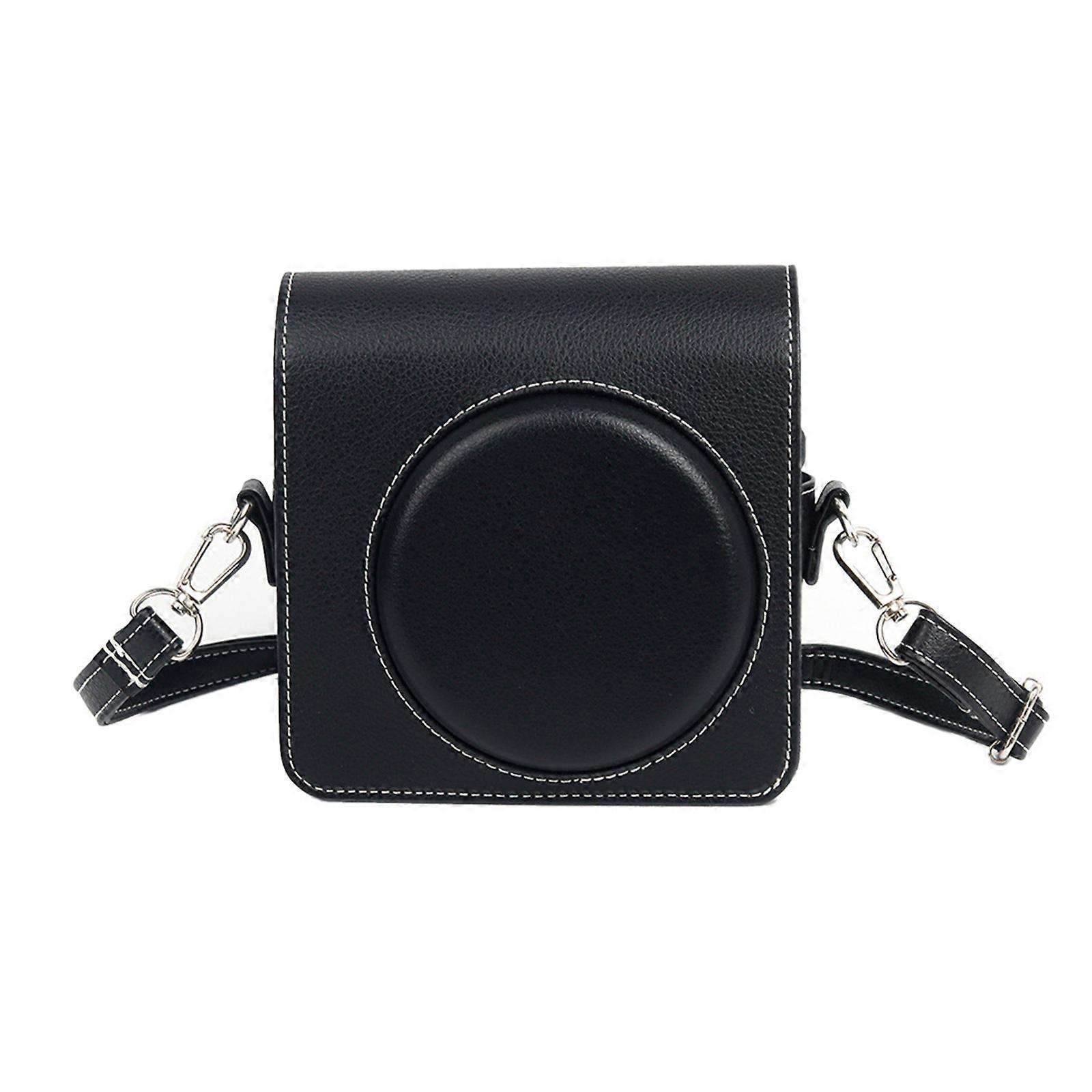 תיק מקרה מצלמה מיידי כיסוי מארז מצלמה מעור PU עם נרתיק אחסון רצועת כתף לאביזר מצלמה מרובע SQ40 שחור