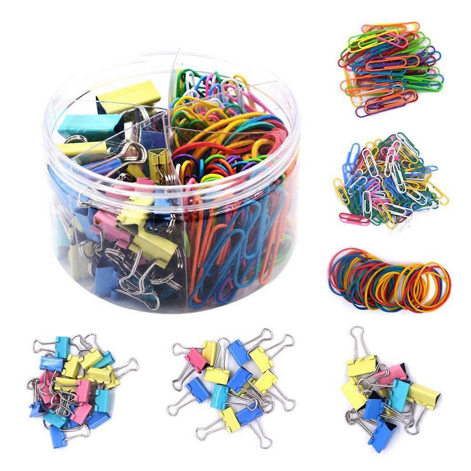 240Pcs Metal Paper Clips Long Tail Binder Clips Spring Bands Kit with Storage Box for Office School Binding Files Papers color