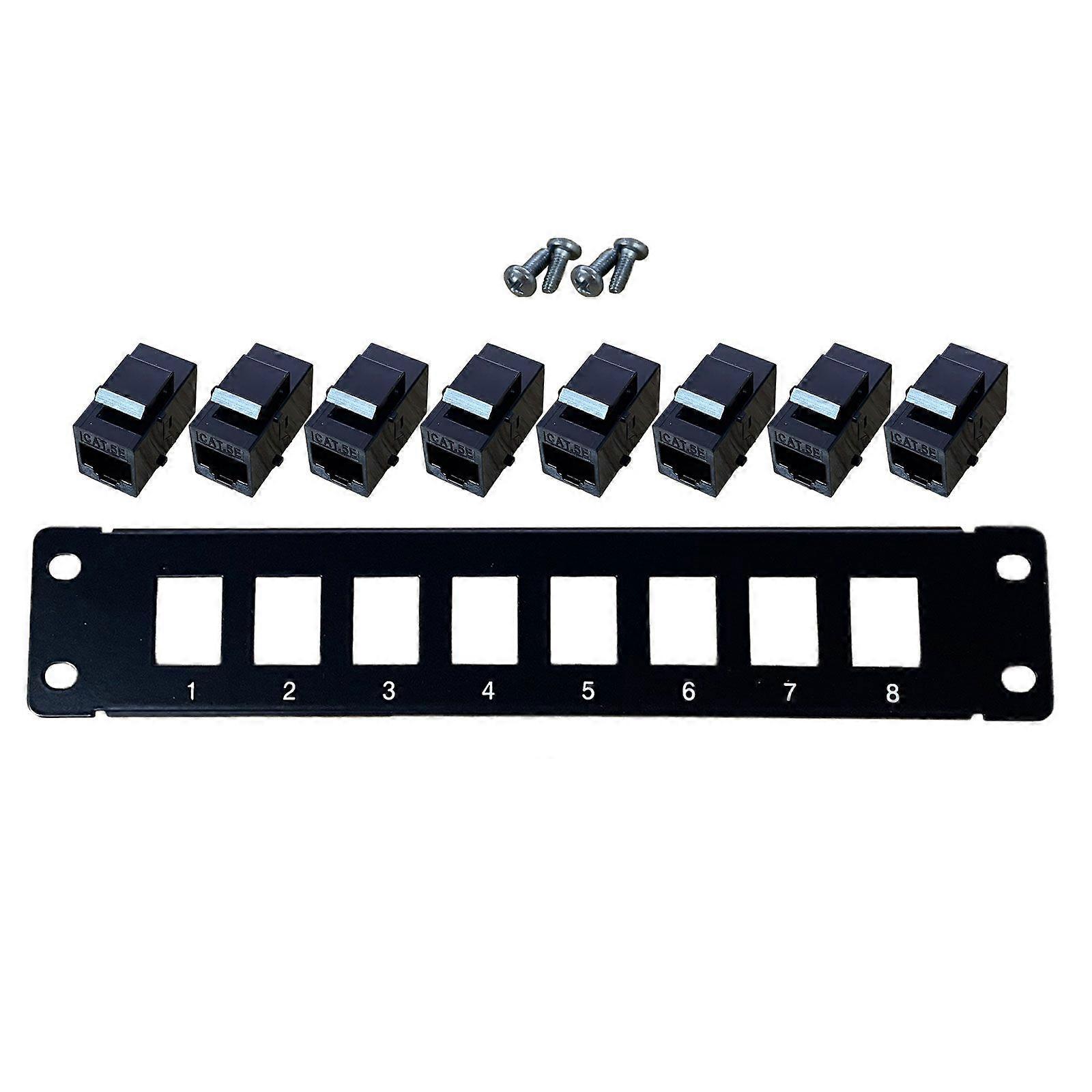 Ethernet Patch Panel CAT5e 8 Port RJ45 Wall & Rack Mount Keystone Jack Module