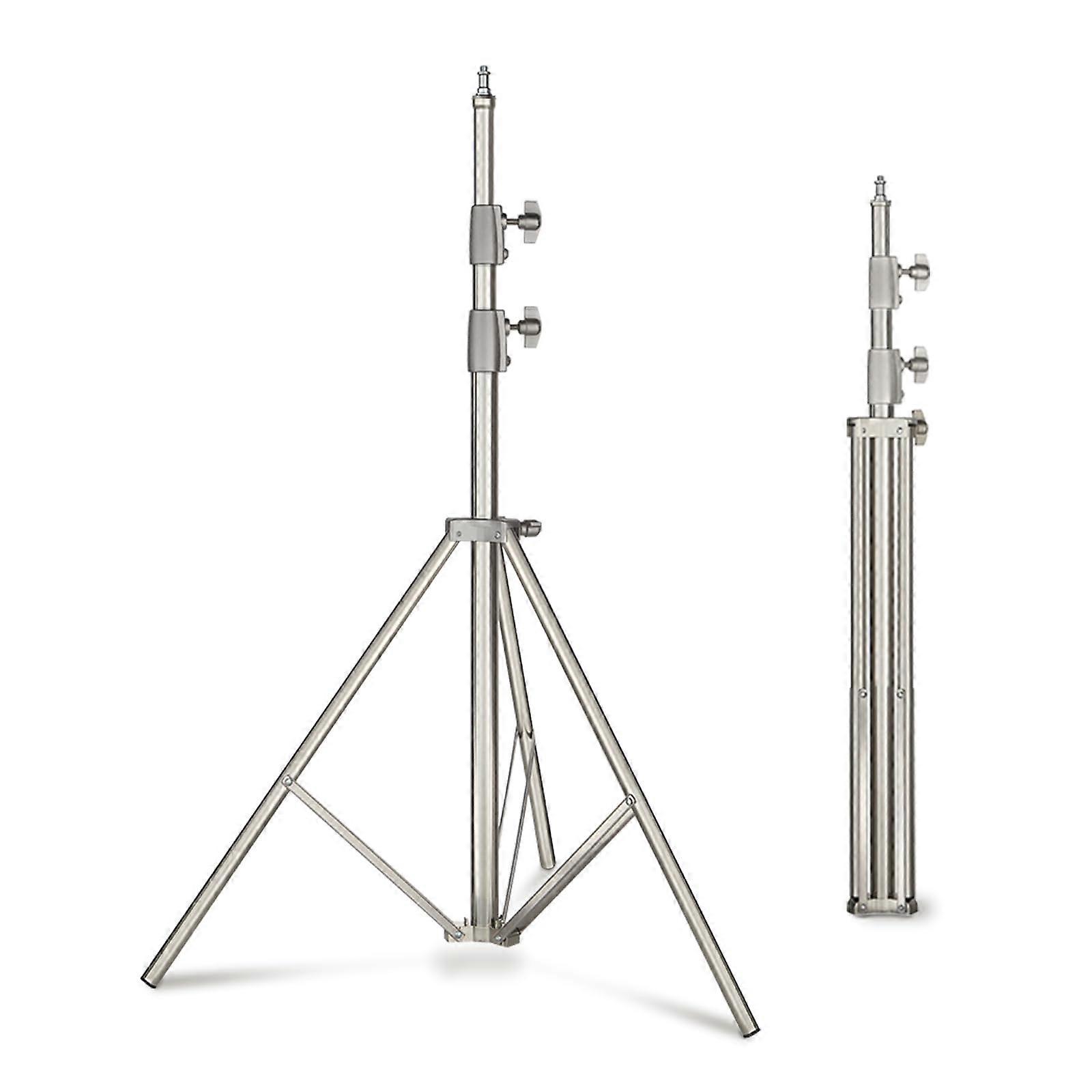 Light Stand Photography Stainless Steel Tripod 6.7ft/2m with 1/4" Screw Adapter for Ring Light, LED, Strobe, Softbox, Camera 22lbs/10kg