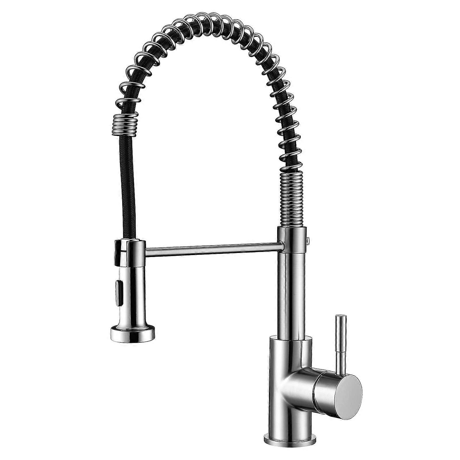 Pull-Down Kitchen Faucet Single-Handle Spring-Loaded Brushed Nickel Finish