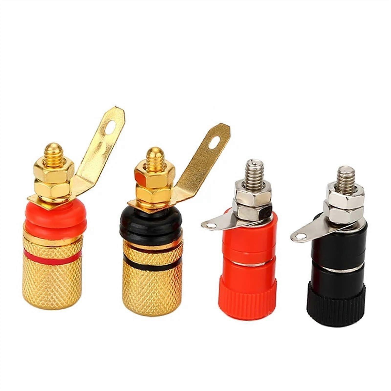 Red Black 4mm Banana Connector Plugs with Gold Copper Nickel Plating for Audio Speaker Cables, 1pc Red Type 1