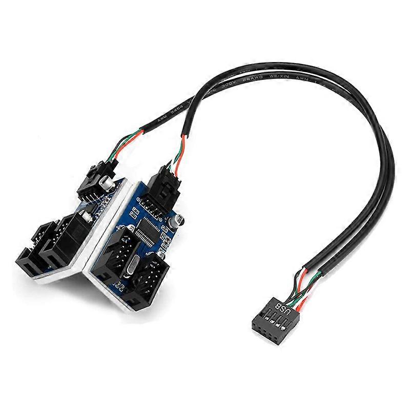 Motherboard USB 2.0 9Pin Header 1 auf 4 Extension Hub Splitter Adapter Konverter 30CM 9-Pin Intern 
