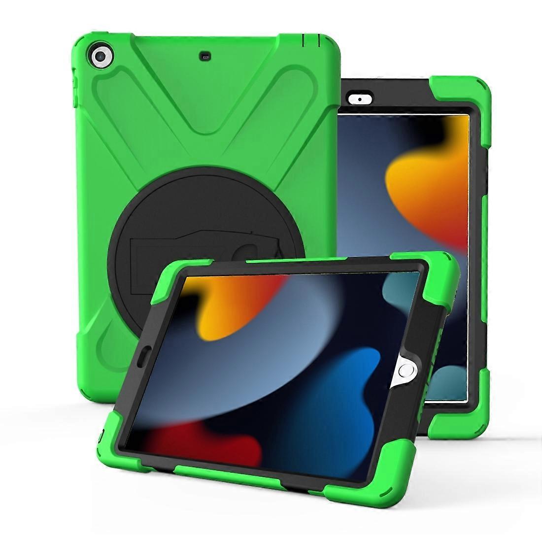 For iPad 10.2 2021 / 2020 / 2019 360 Degree Rotation PC + Silicone Protective Case with Holder & Hand-strap