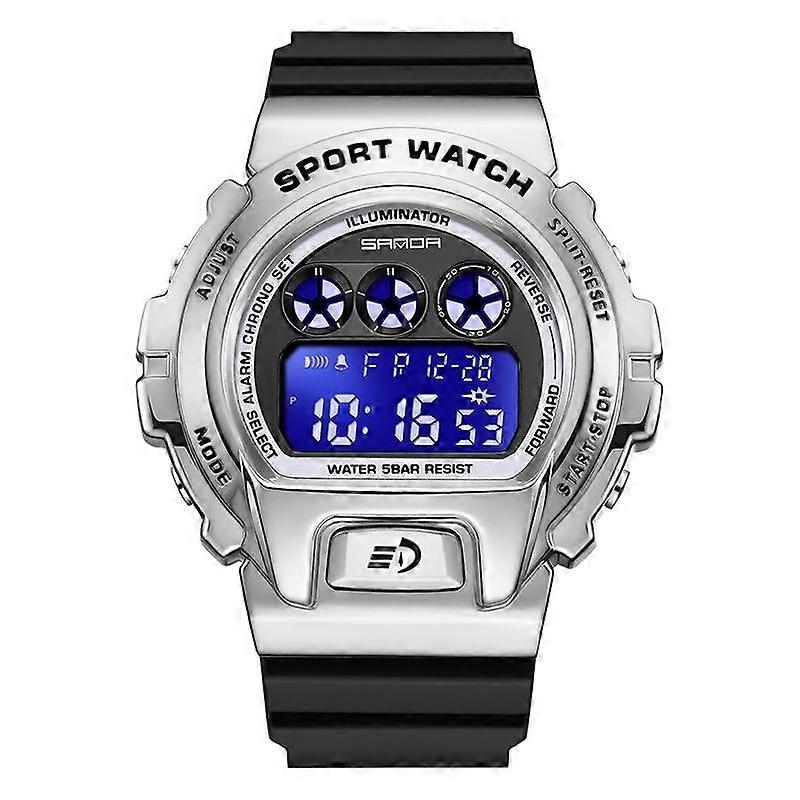 SANDA 2127 Electronic Single Movement Watch Black Silver