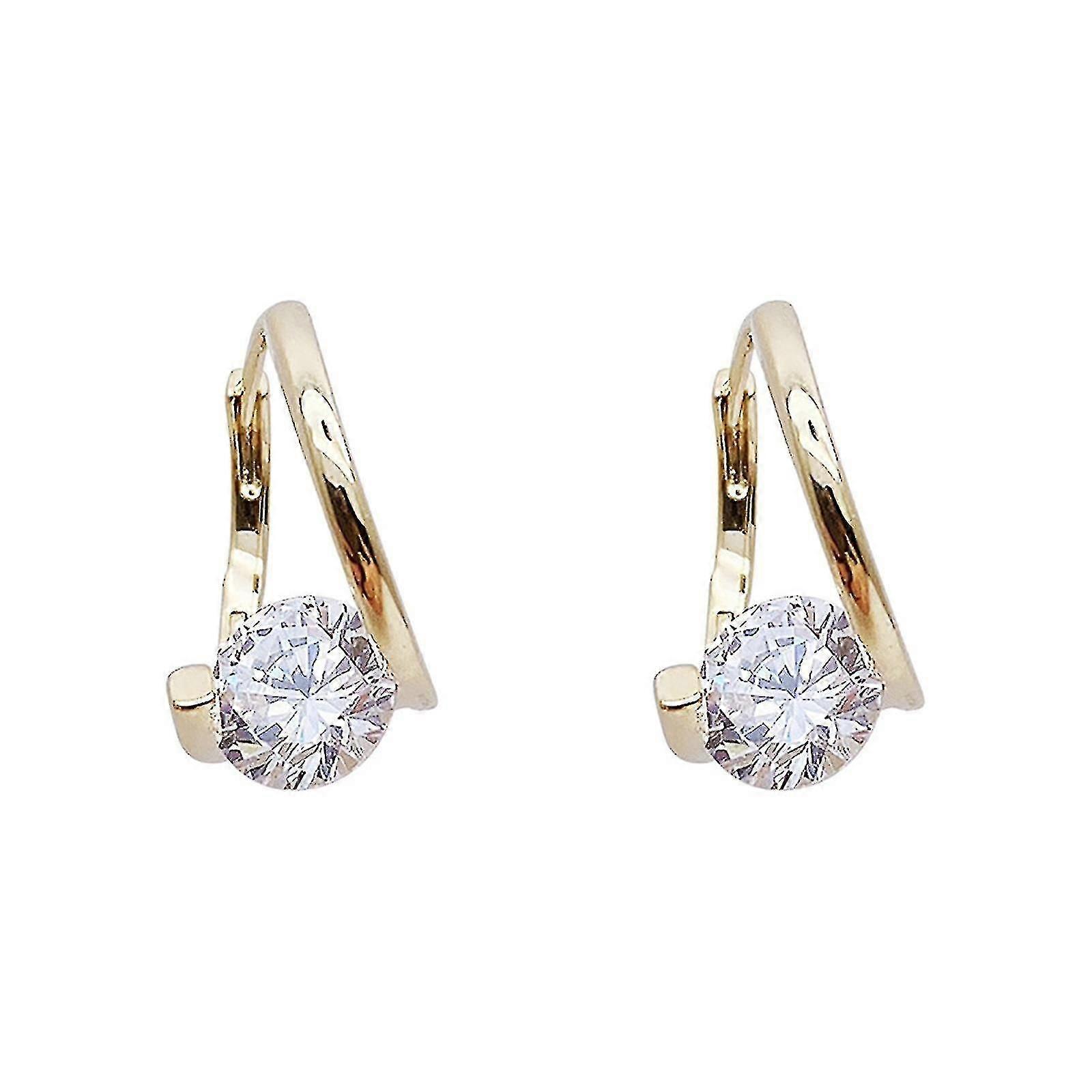 ダイヤモンドラウンドスタッド、不規則ジルコンバックルボールイヤリング