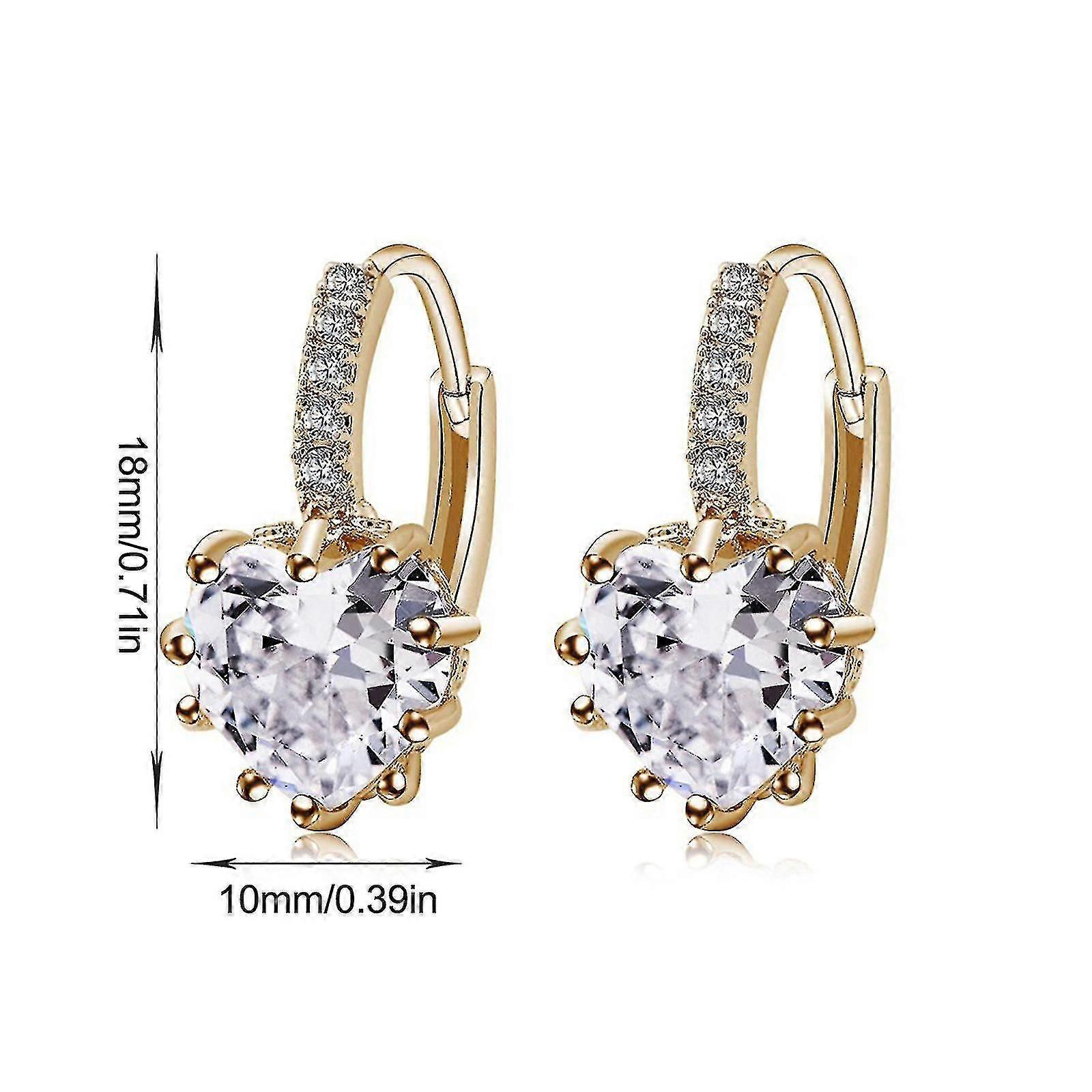 女性のイヤリング ハート型ジルコン マルチカラー ファッション イヤリング