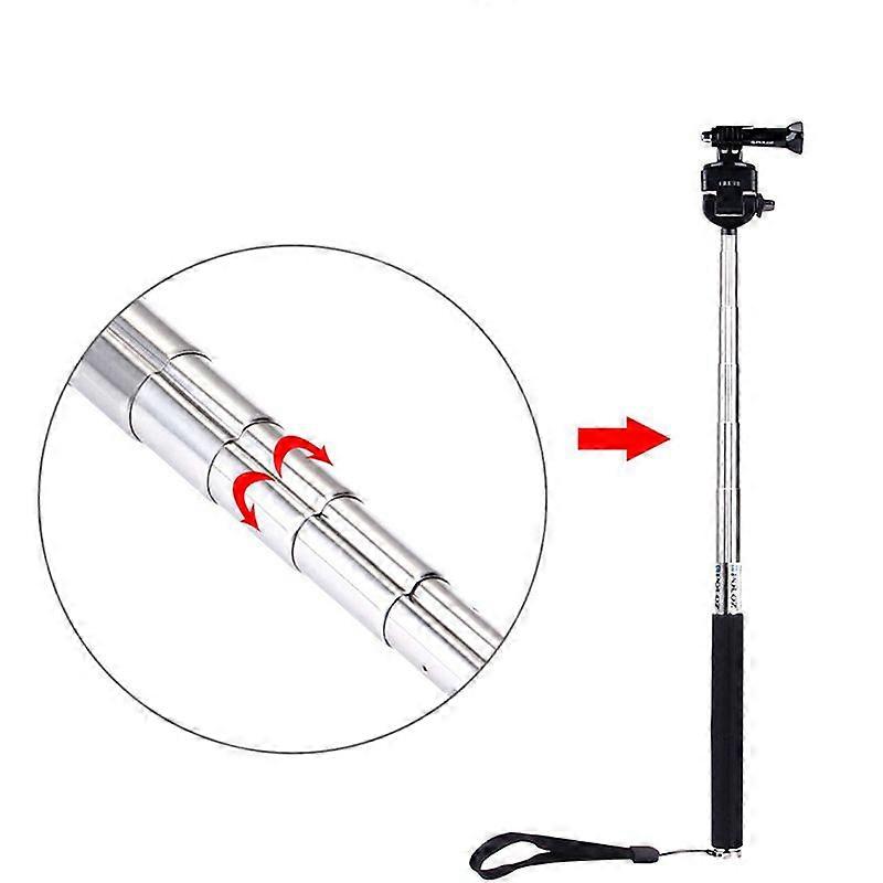 7 Sections Telescopic Pole Selfie Stick For GoPro/DSLR With Tripod Adapter Monopod SJ4000