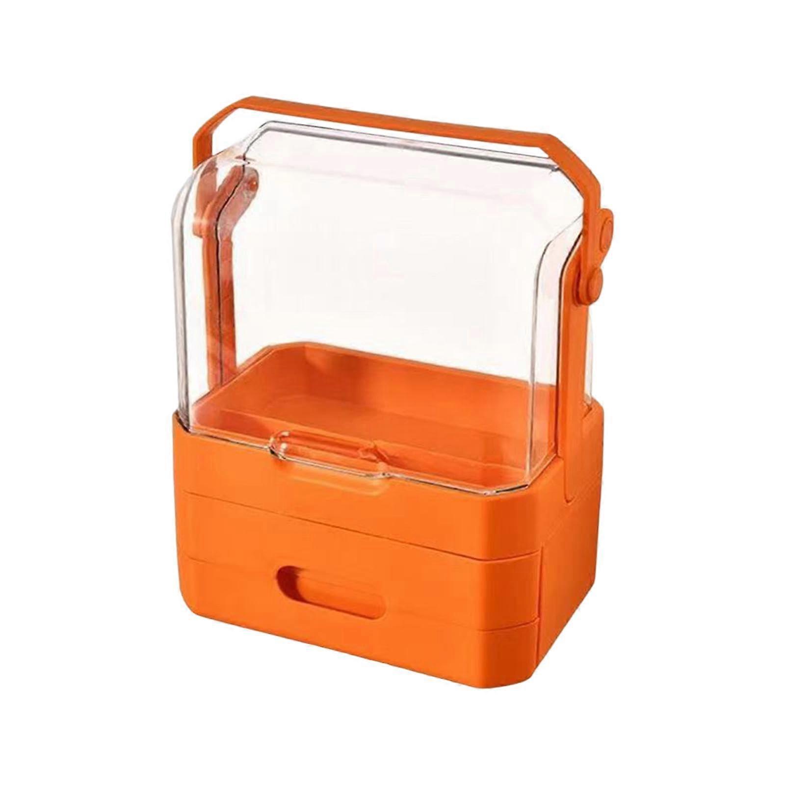 Makeup Organizer with Drawer Cosmetics Storage Multifunctional Cosmetic Display Case Pink single drawer