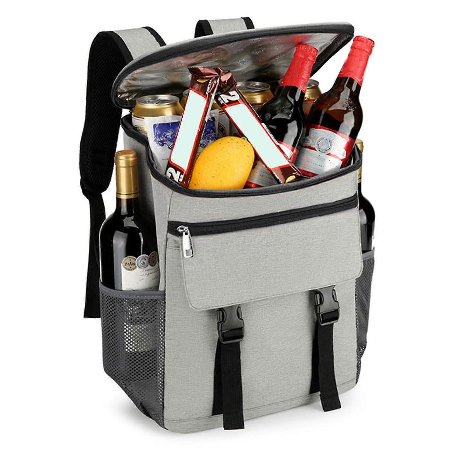 Picnic Backpack for Camping, 17.3''x11.8'x5.9 Picnic Basket Picnic Bag Cooler Insulated Bag for Family, Couple and Hiking Grey
