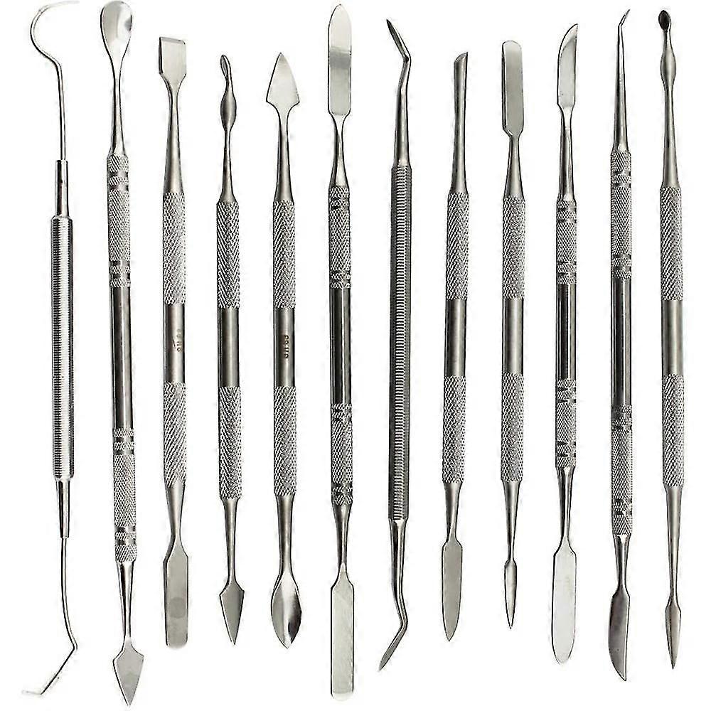 12 Pcs Wax Carvers Set Double Ended Dental Wax Modeling Sculpting Tools Dental Picks Polymer Potter