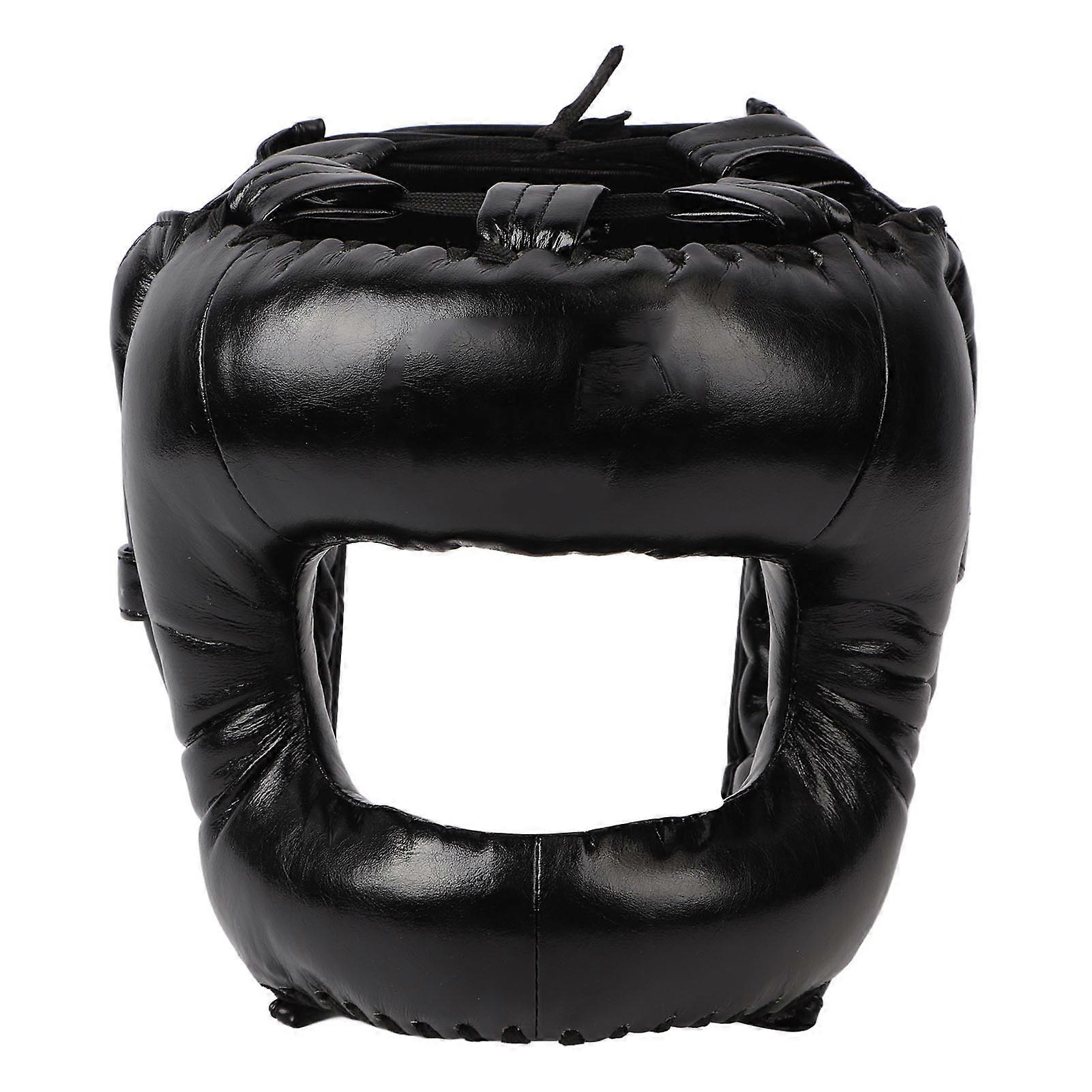 Headgear Black Head Guard Large Full Coverage PU Shock Absorption Boxing Protection for Sports Training L