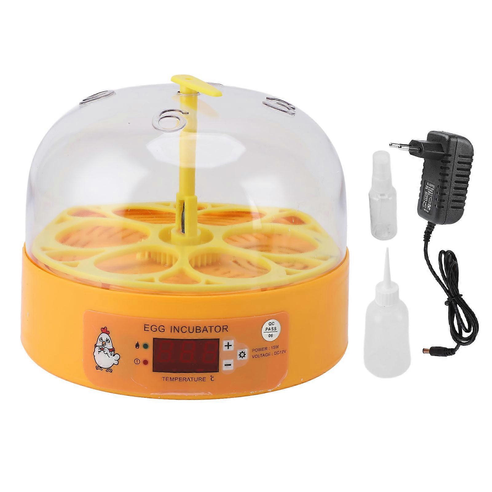 Mini Egg Incubator 6-Egg Capacity Automatic Turning Temperature Control Clear Cover Portable Durable Home Use for Chicken Hatching 110-220