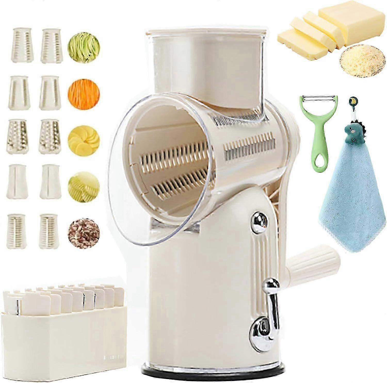 Ivyever Käsereibe, Küchenartefakt 5 in 1 Lebensmittelhacker, 5 in 1 rotierende Käsereibe V