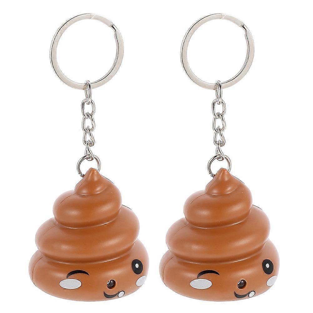 2pcs Poop Shaped Keychain Pendants Luminous Novel Key Ring Handbag Hanging Decor