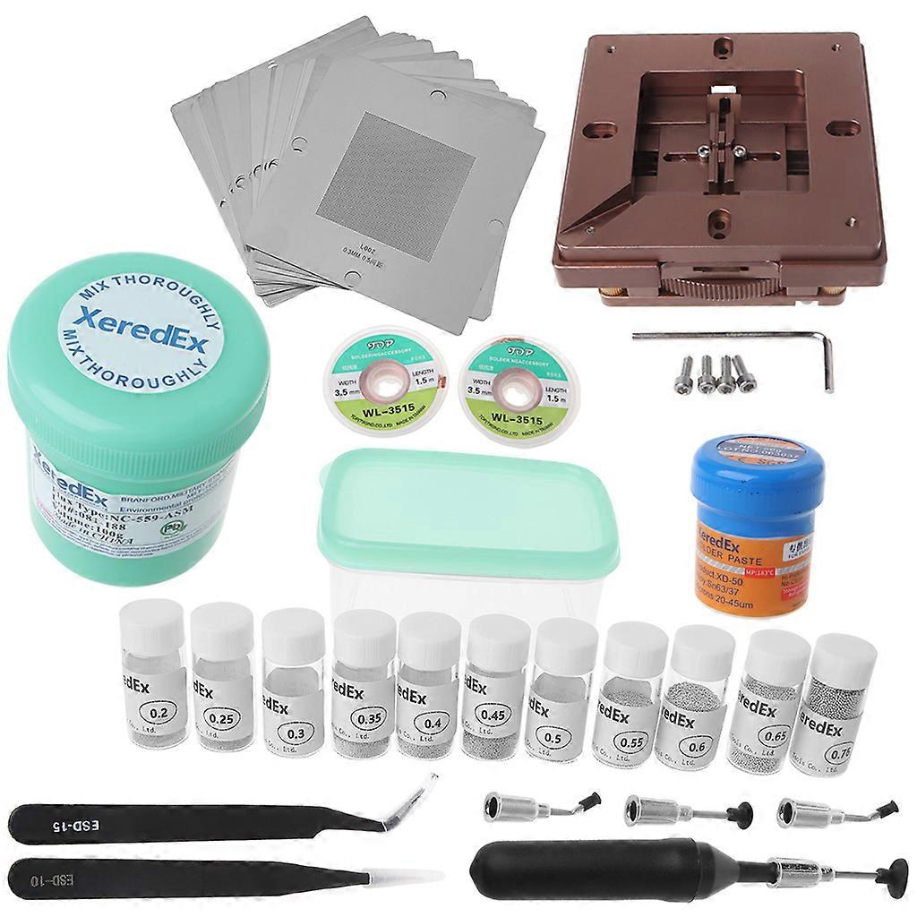 BGA Rework Station, Reballing Station Solder Rework Kit Soldering Station+Stencils+Balls Kit