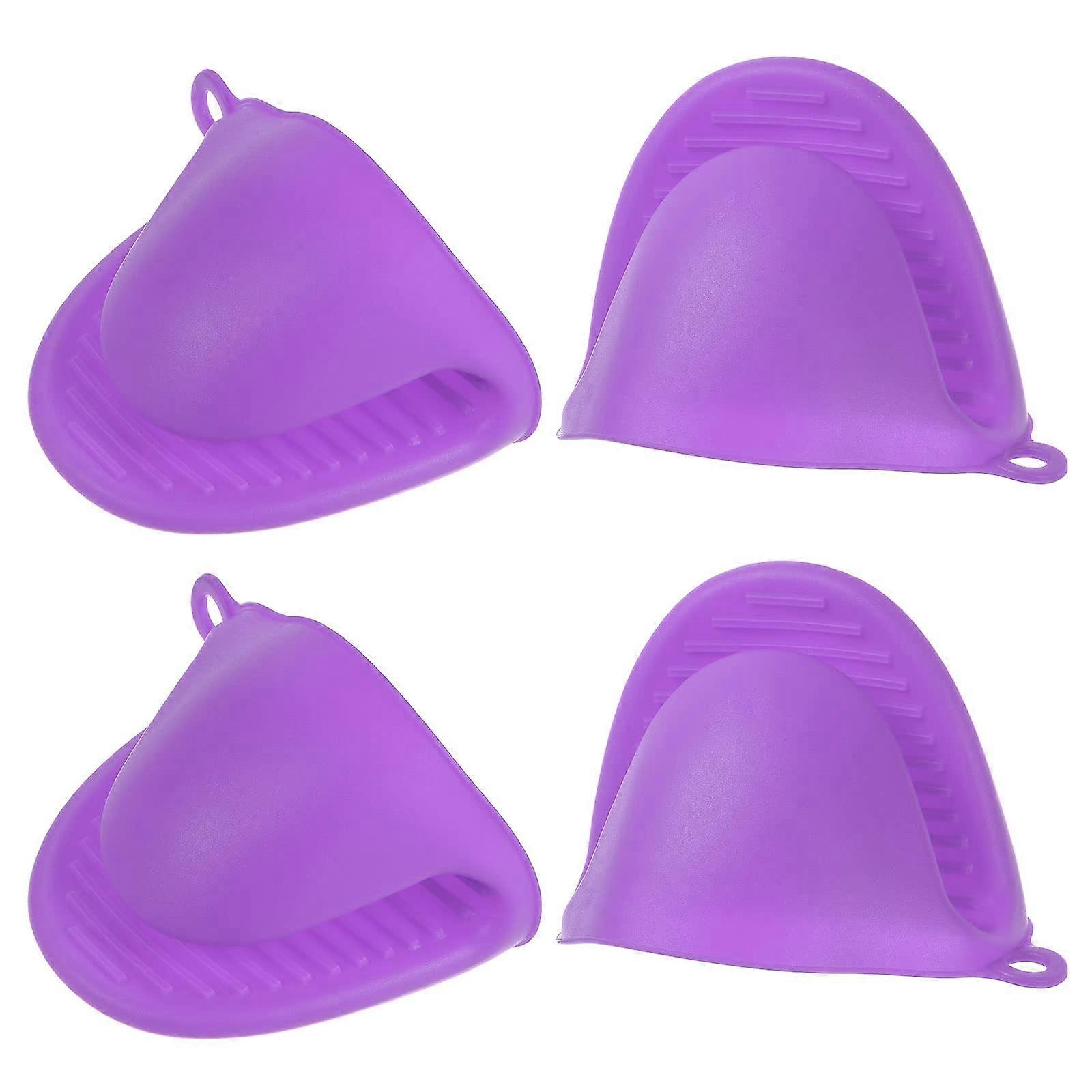 HeatResistant Silicone Oven Mitts for Kitchen Cooking Baking BBQ Purple