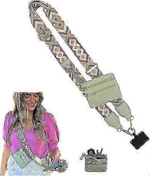 Phone Strap with Zippered Pouch, Clip and Go Strap for Phone, Cross Body Phone String with Zipper Wallet Pouch