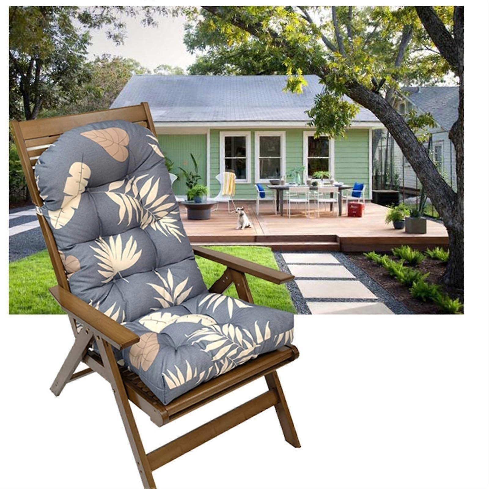 Waterproof Tufted Rocking Chair Cushion 43.3 x 19.6 x 3.9 Inches, High Backrest Outdoor Seat Cushion, Fade Resistant Blue2