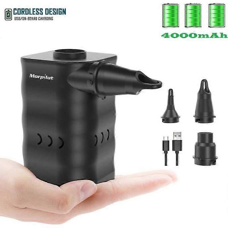 Morpilot Cordless Portable Electric Inflator Smart Air Pump Mattress Pool with Needles and 3 Nozzles USB Rechargeable