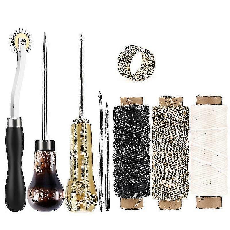 专业皮革工艺工具套件，用于手工缝纫、缝合、打孔和雕刻，带马鞍槽 - DIY 皮革加工配件套装