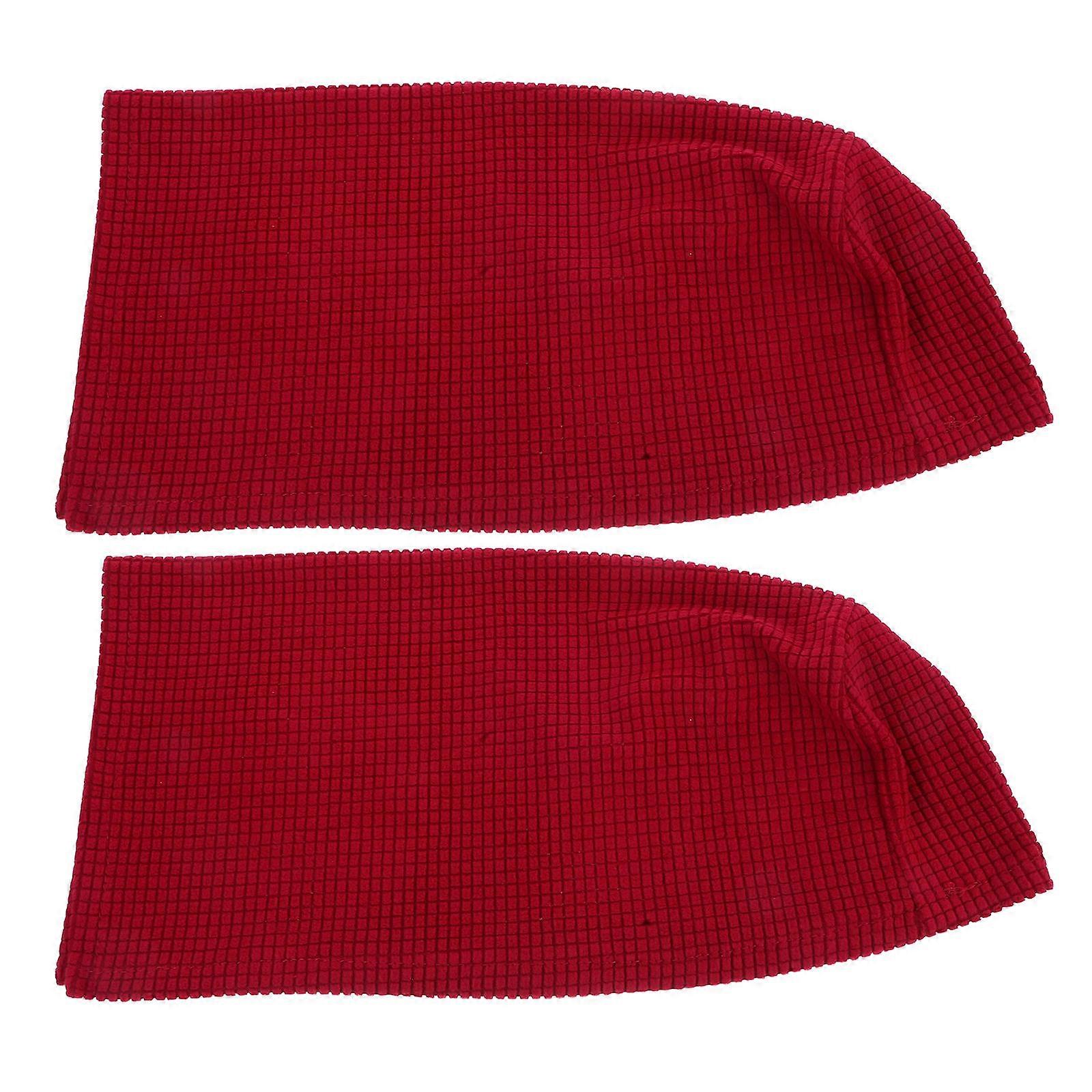 Elastic Armrest Covers 2pcs Anti Slip Sofa Arm Protectors High Stretch Red Fabric Side Arm Rest Pads