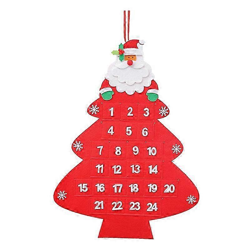 2025 Felt Advent Calendar with Pockets 24 Days Countdown to Xmas DIY Decorations