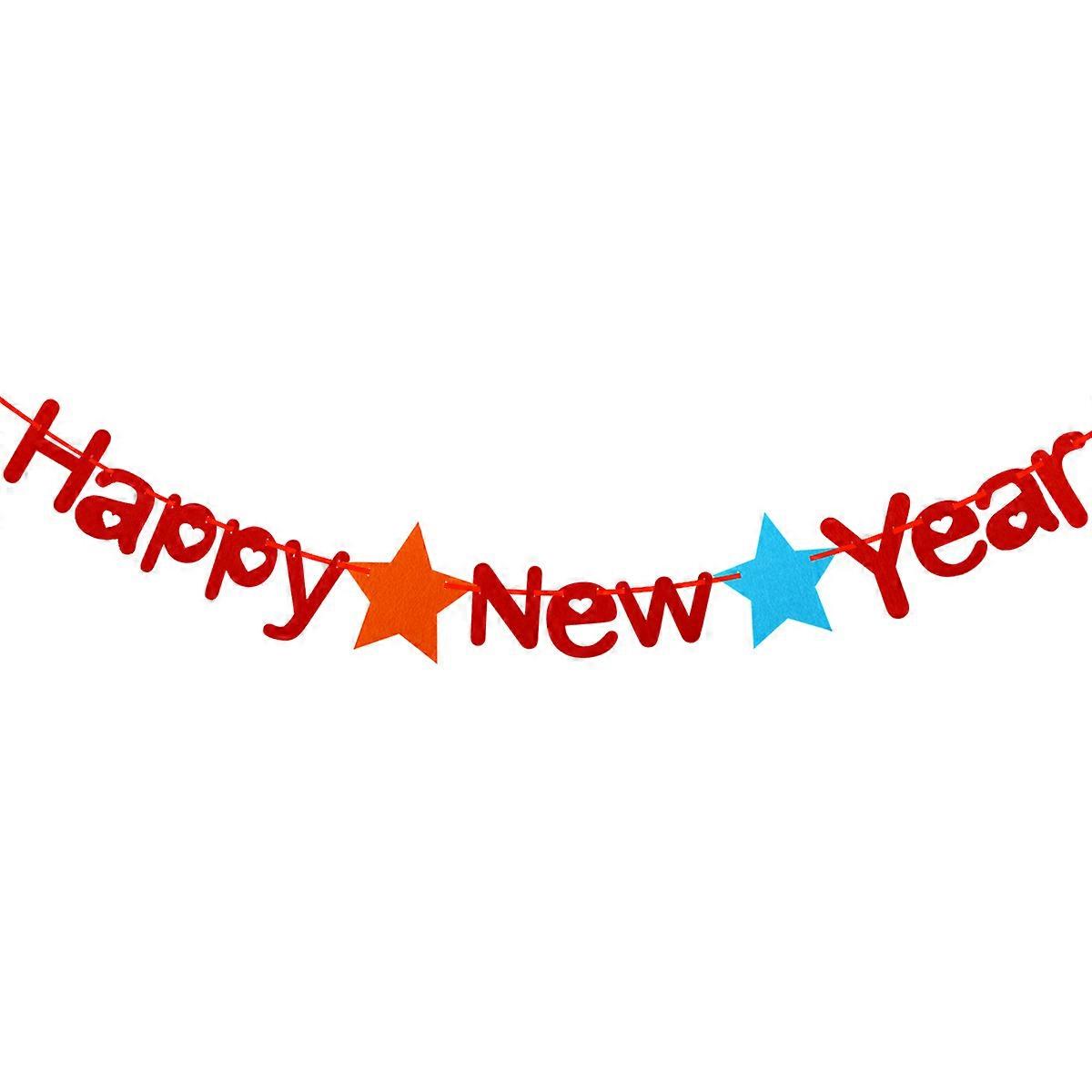 Party Banners Happy New Year Bunting Garland Streamer Assorted Color 3 Meters Non Woven Fabric 1 Set