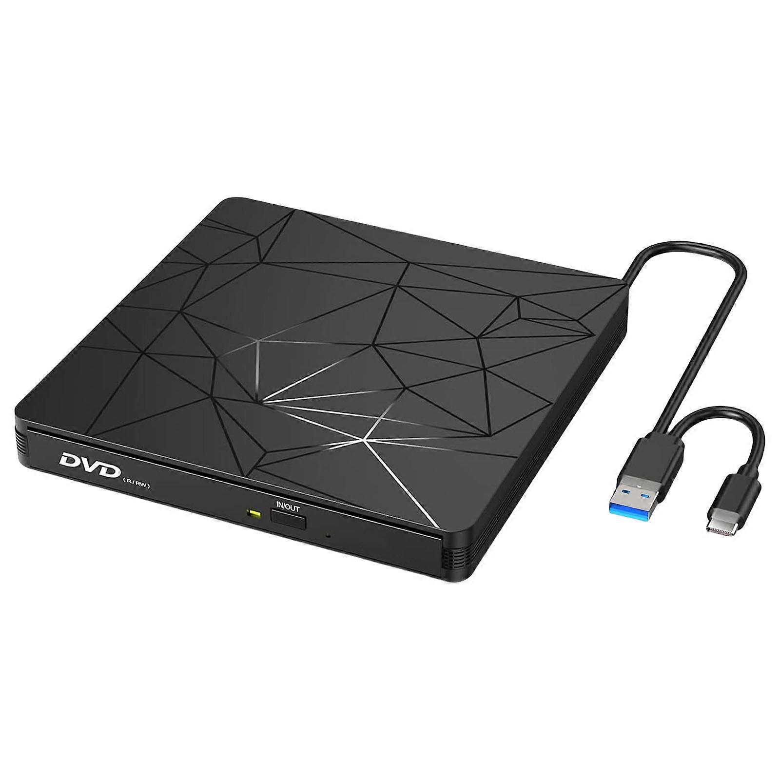 External Disc Drive Reader USB 3.0 Type C Adapter Stable Performances for Desktop Laptop PC  Black border