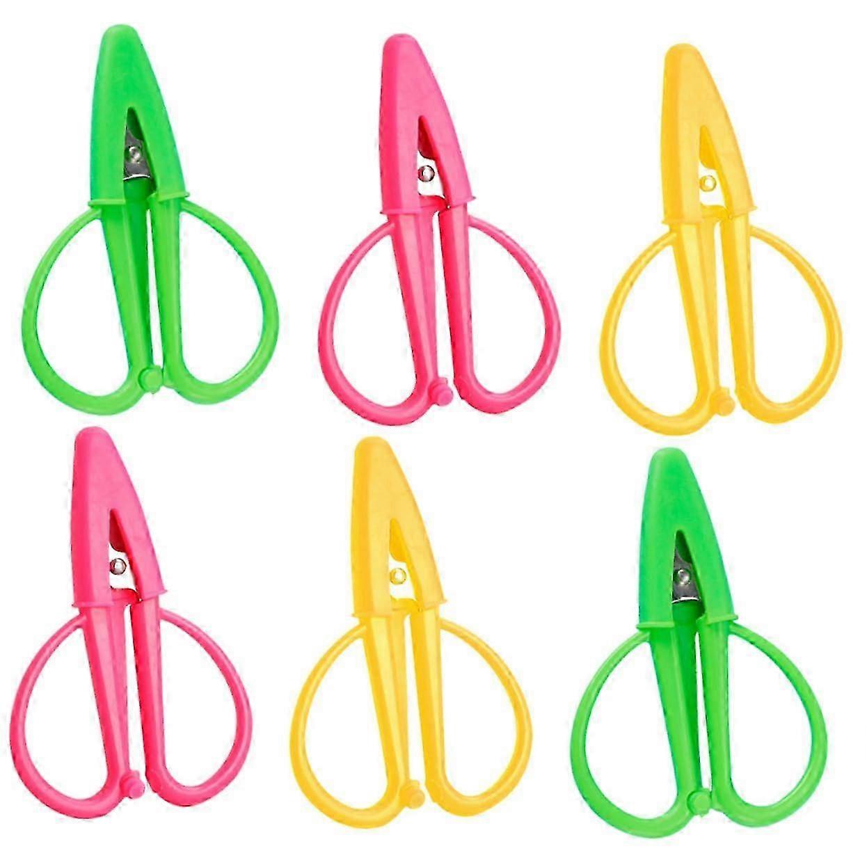 6 Pack Small Scissors for Crafts Multifunctional Scissors Embroidery with Protective Cover Diy Scissor Set Edition 0620