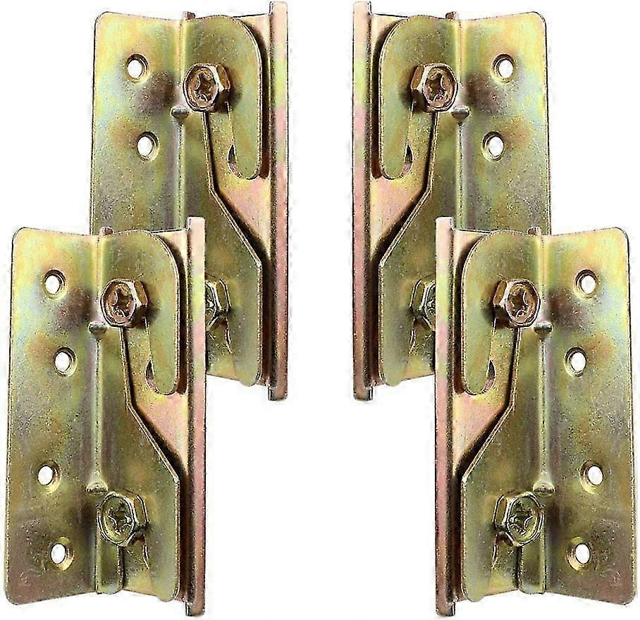Set Of 4 Heavy Duty Rust Resistant Mortiseless Bed Rail Mounting Brackets With Screws