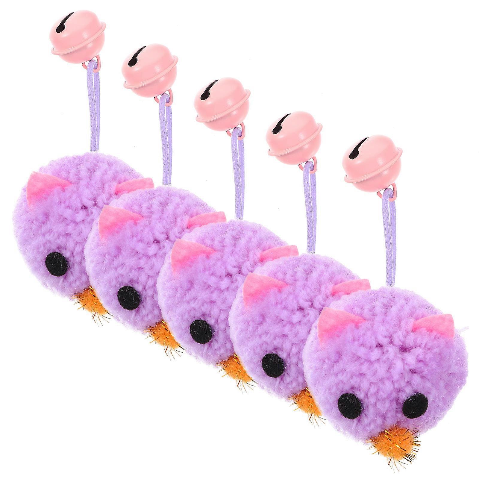 Cat Toy Mouse Plush Interactive Kitten Toys 5Pcs with Bell for Cats