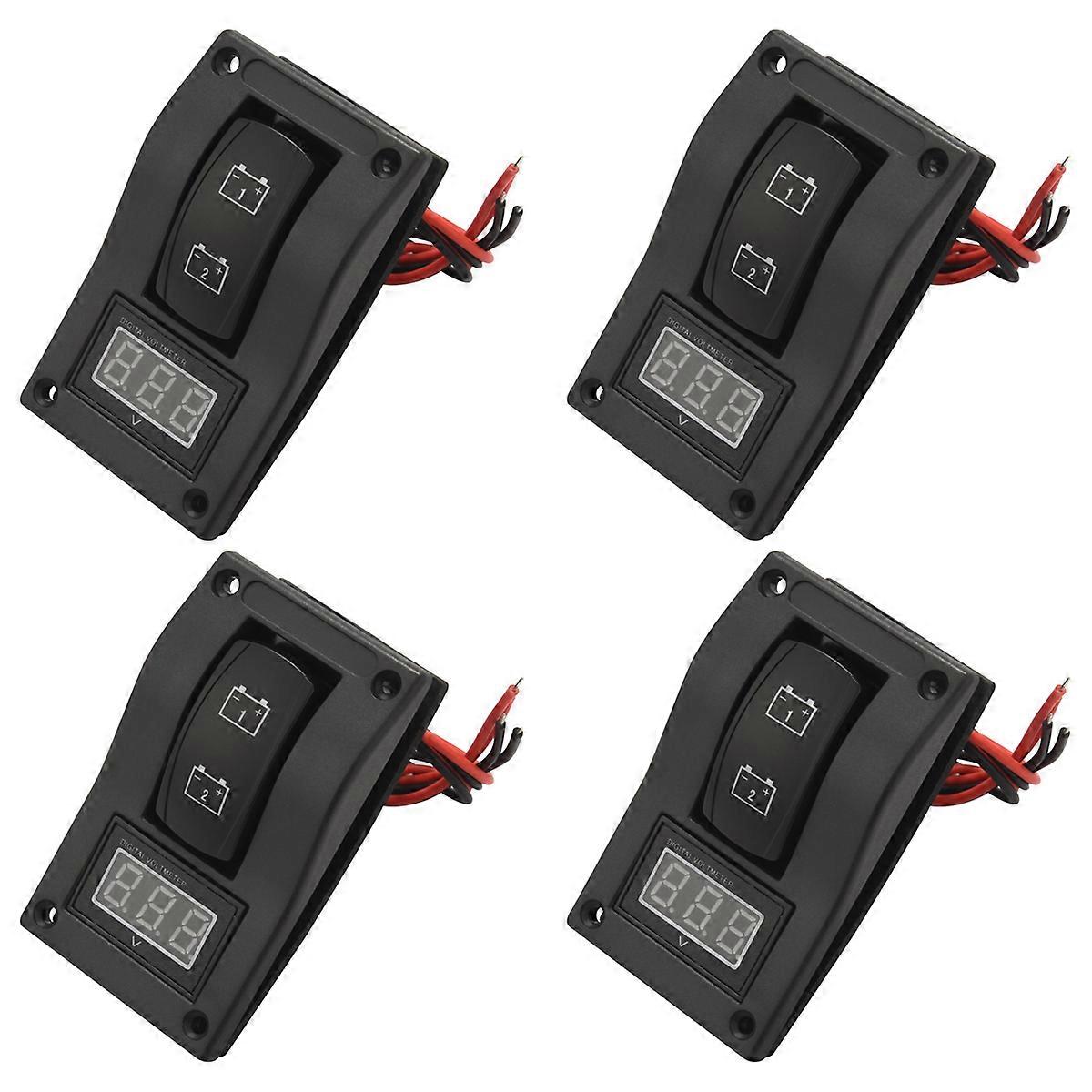 12-24V LED Test Panel Rocker Switch Boat Voltmeter 4P ON-OFF-ON