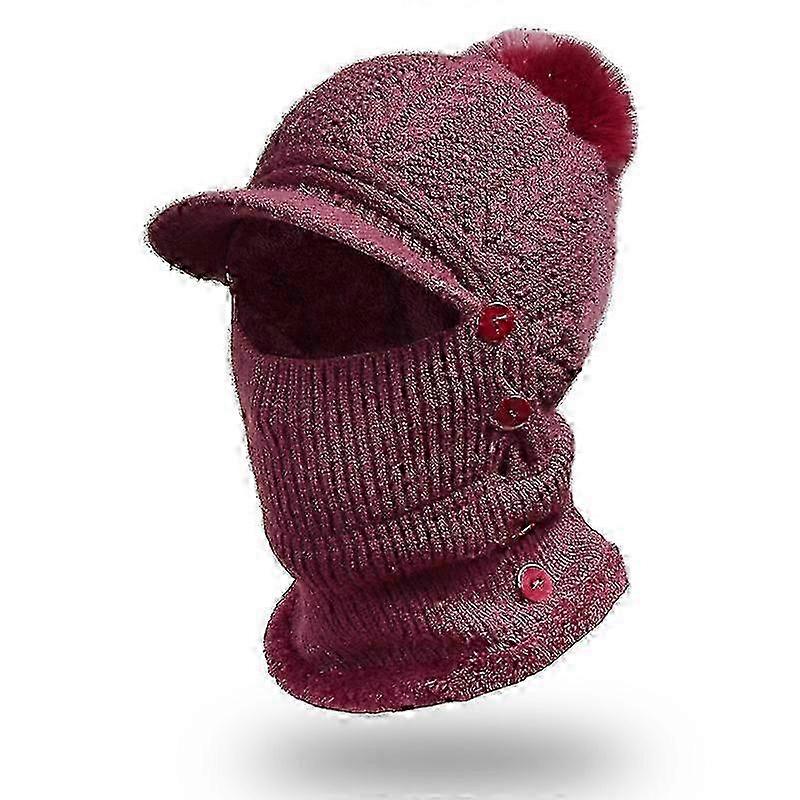 3 in 1 Winter Full Face Neck Protection Windproof Warm Ski Cap (red)