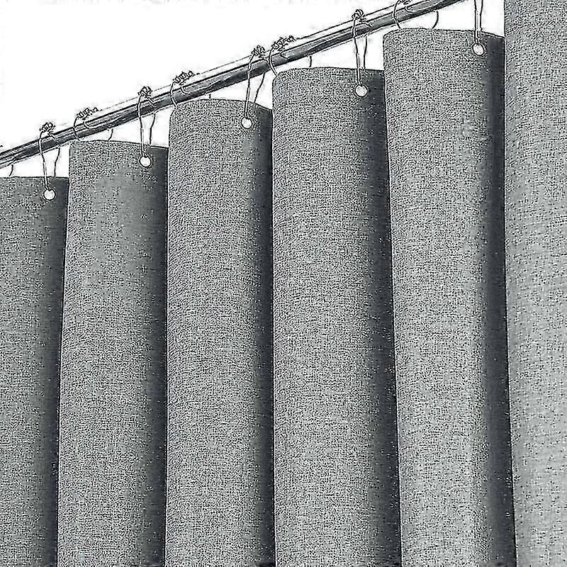 エクストラロングシャワーカーテン180 x 240cm、12個のプラスチックフック付き大型リネンテクスチャードファブリックシャワーカーテン、大型クラシックポリエステルファブリックシャワーカーテン