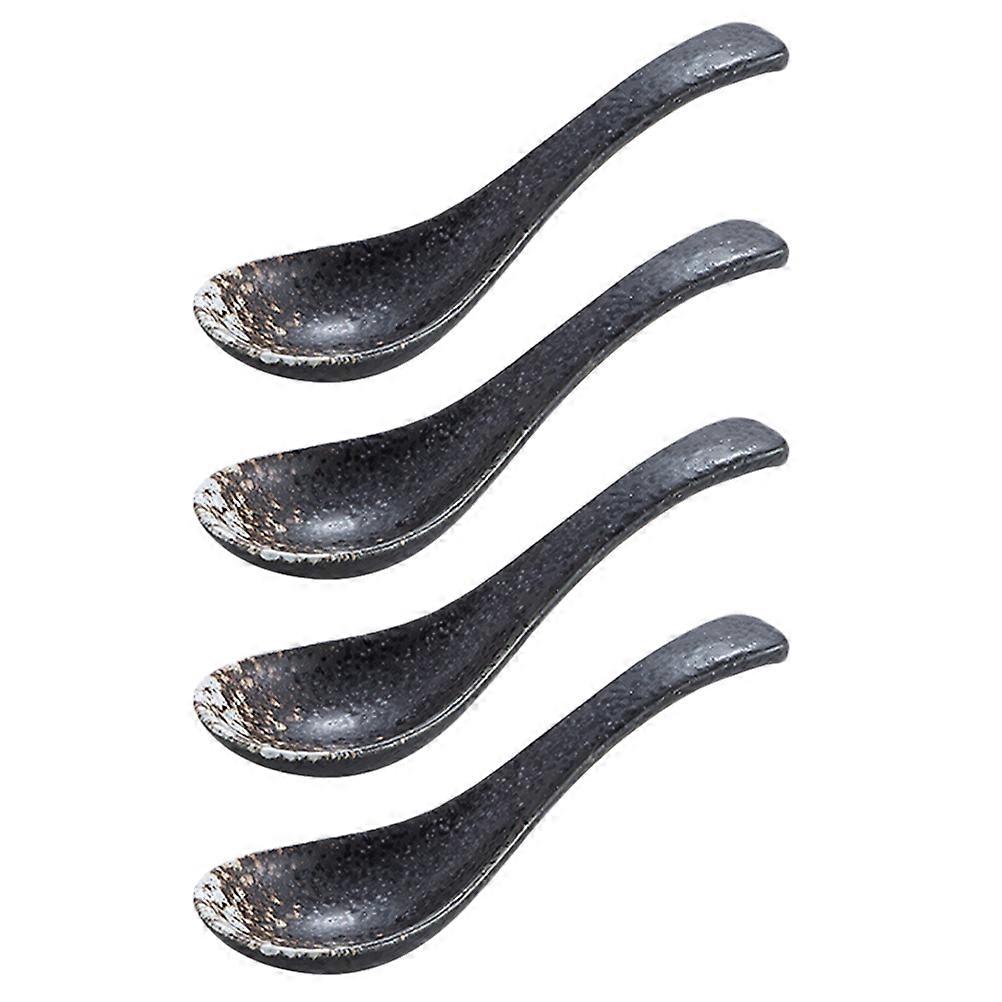 Microwave Safe Ceramic Soup Spoon For Eating Desserts 4Pcs