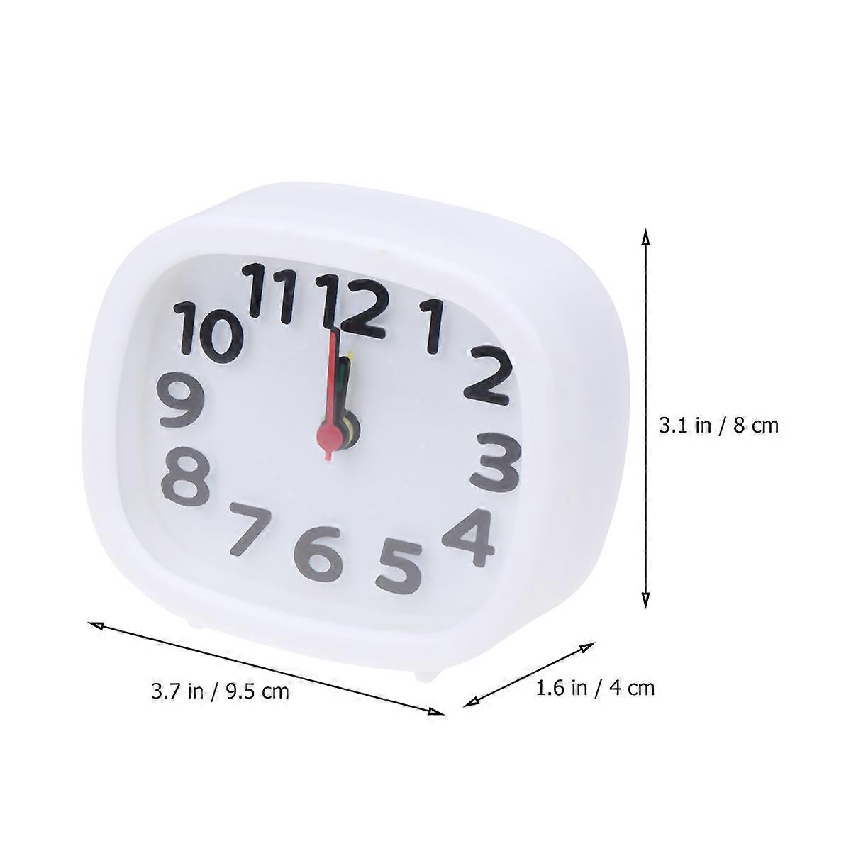 Alarm Clock Kid Simple Square Plastic Luminous Hands Time Display For Friends White 1Set