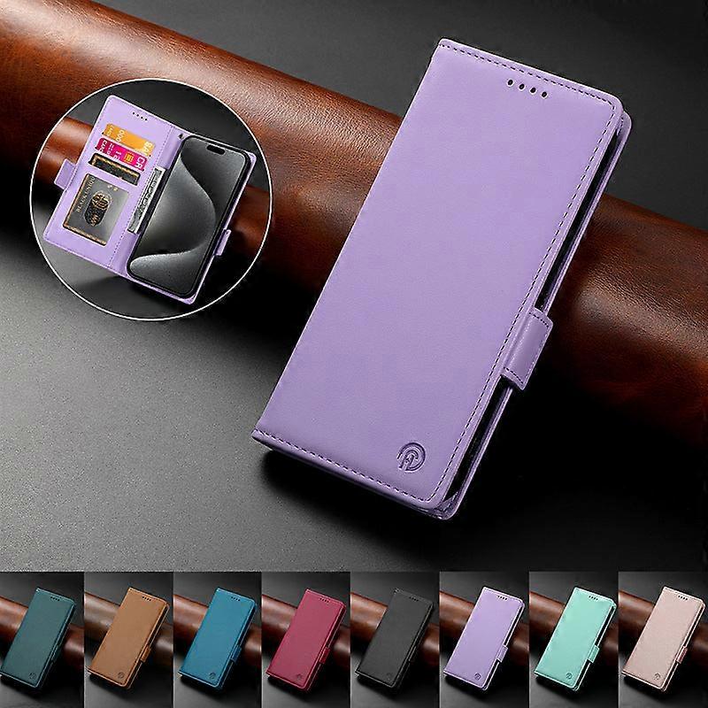 Case For Iphone 13 Purple Leather Flip No3899